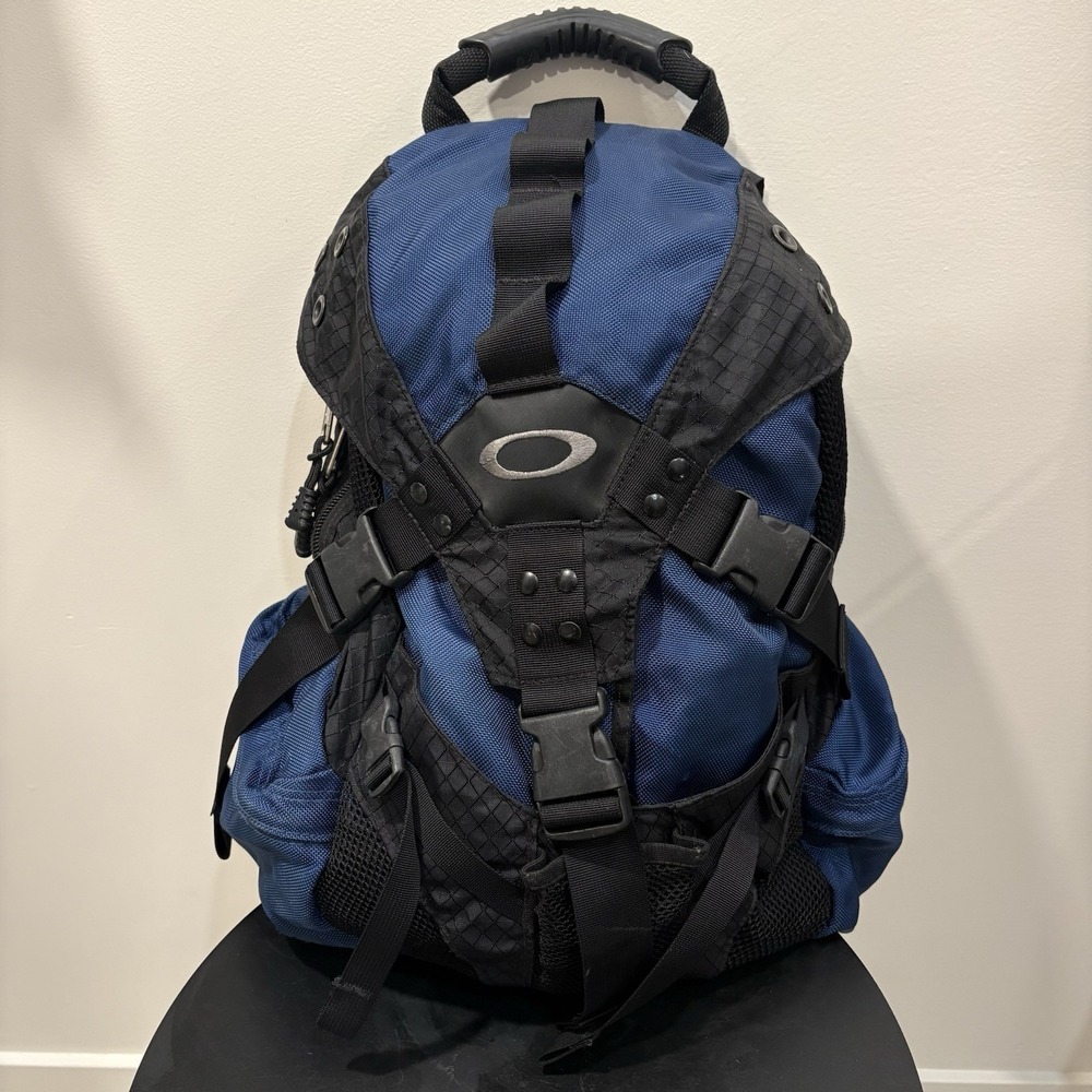 Vintage Y2K Oakley Icon Tactical Backpack Tech Bag Blue Black School 90s Travel